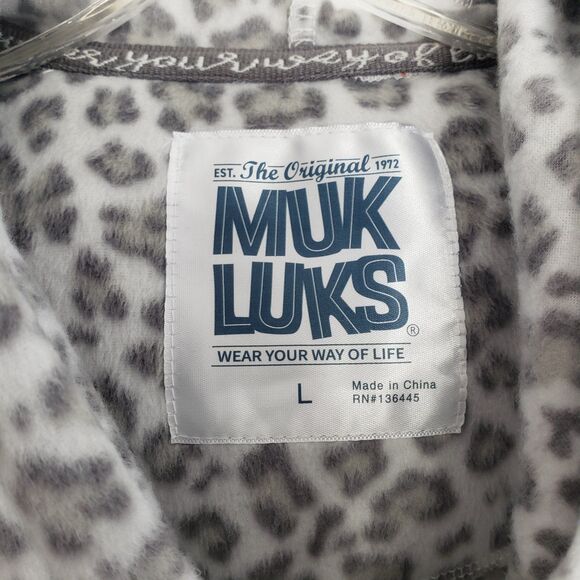 Muk Luks Women's Large Hooded Animal Print Night Shirt Night Gown with Pockets - Picture 3 of 9